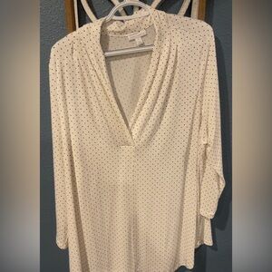 Charter Club Cream Relaxed Blouse with Draped Style